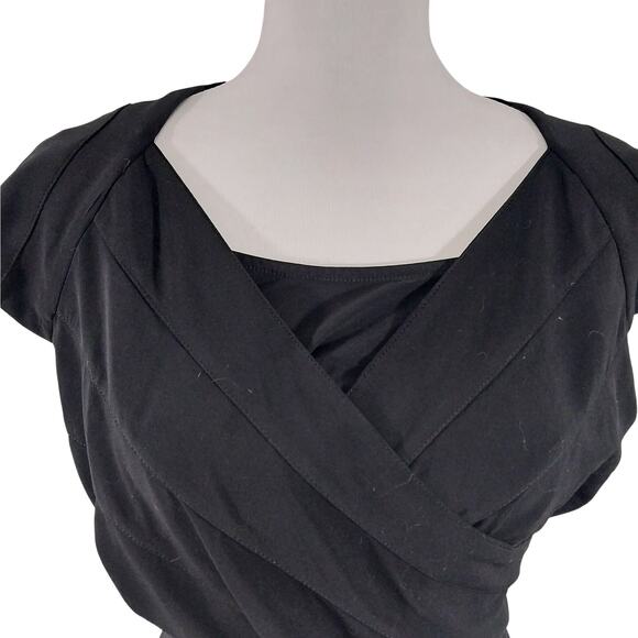 JONES WEAR DRESS! BLACK DRAPEY, FLOWING STRETCH KNIT CRISS-CROSS DRESS! SZ 12 - Picture 5 of 10
